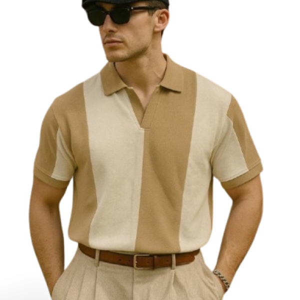 Old money Panel  V collar Tshirt